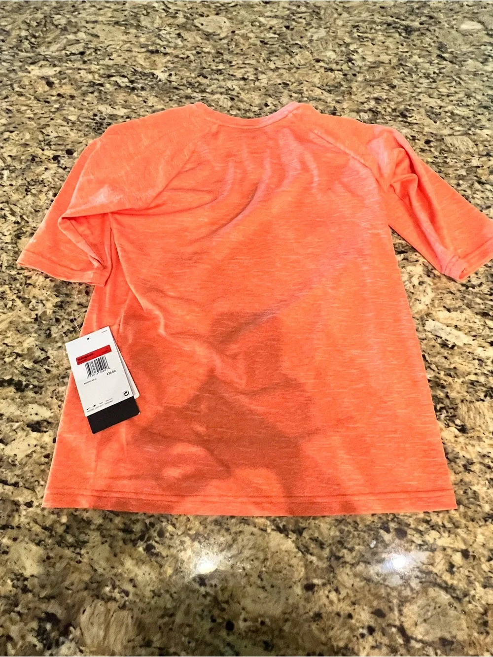 Nike Kids Orange Heather Dri-FIT Swim Rashguard with Black Swoosh
